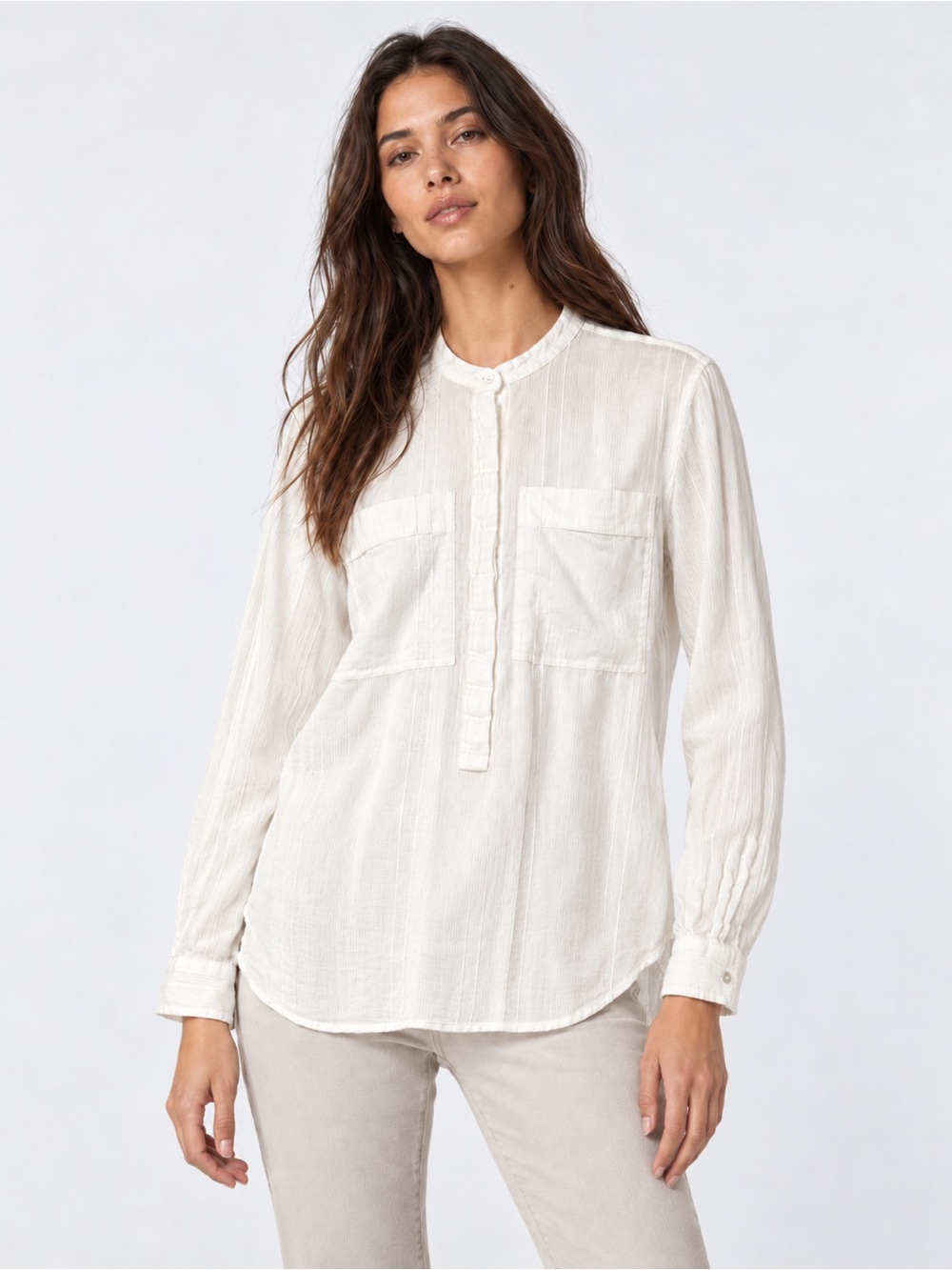 Joie 100% Cotton Button Down Shirt Tunic Blouse White Boho Casual Minimal Coast